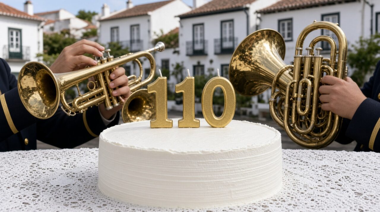 Aos 110 anos, Idalina ganha parabéns de uma banda filarmônica na porta de casa