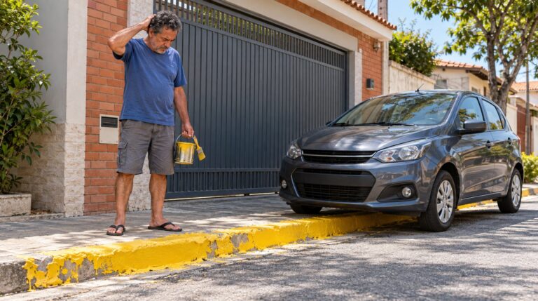 Meio-fio amarelo pintado pelo morador não tem valor legal e não impede ninguém de estacionar
