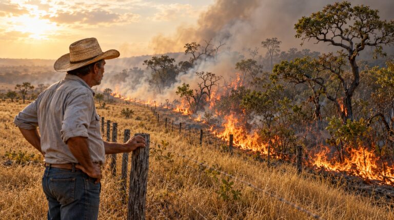 O fogo de uma queimada pode atravessar a divisa com a mudança do vento e atingir a reserva legal do vizinho