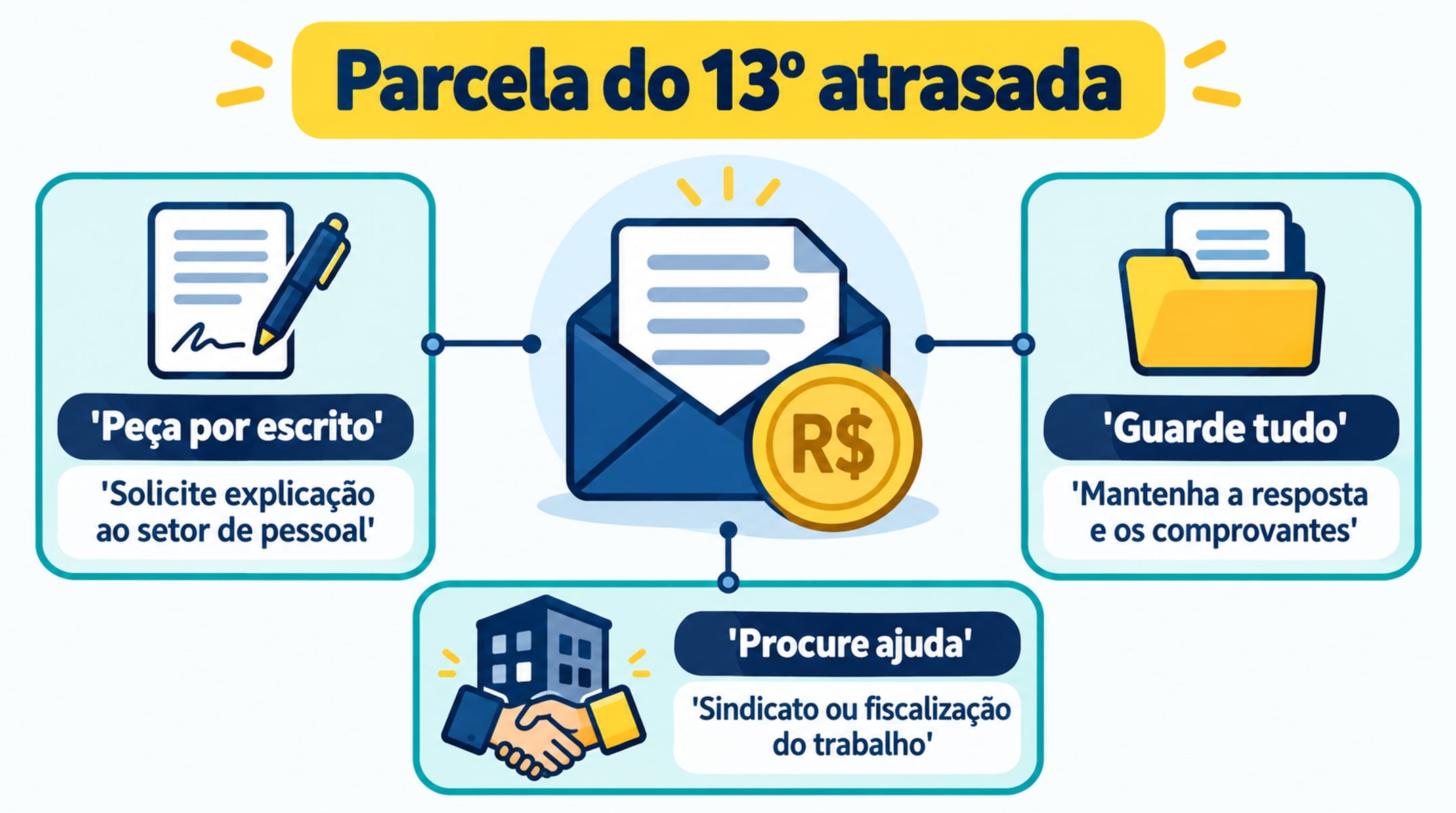 Sem o adiantamento, peça explicação por escrito, guarde os comprovantes e procure o sindicato ou a fiscalização do trabalho