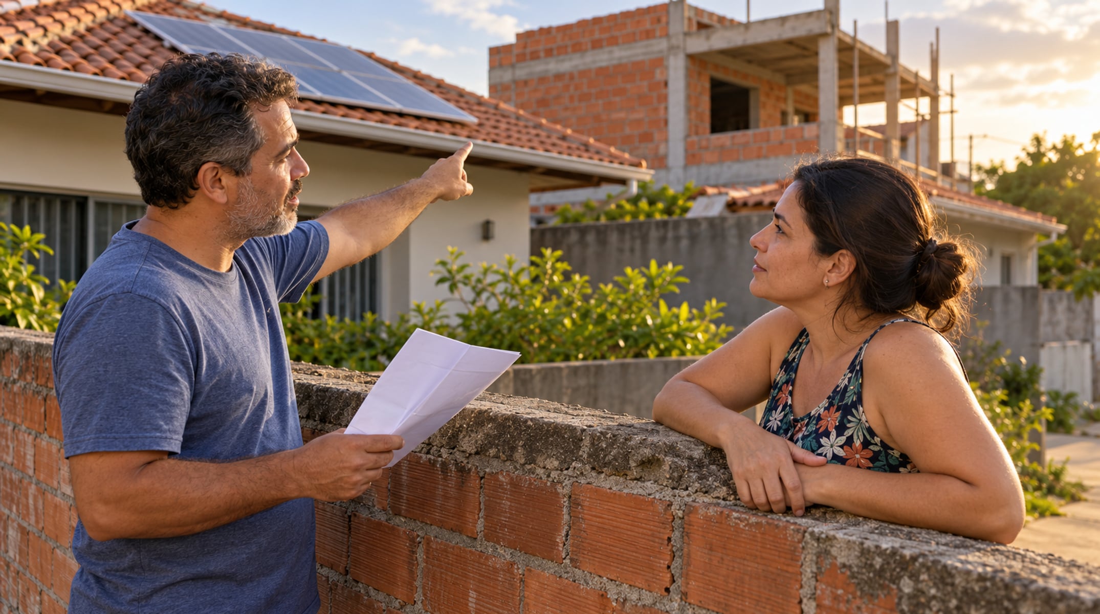 O primeiro passo é conversar com o vizinho e avaliar com o instalador se os módulos podem ir para um trecho ensolarado do telhado