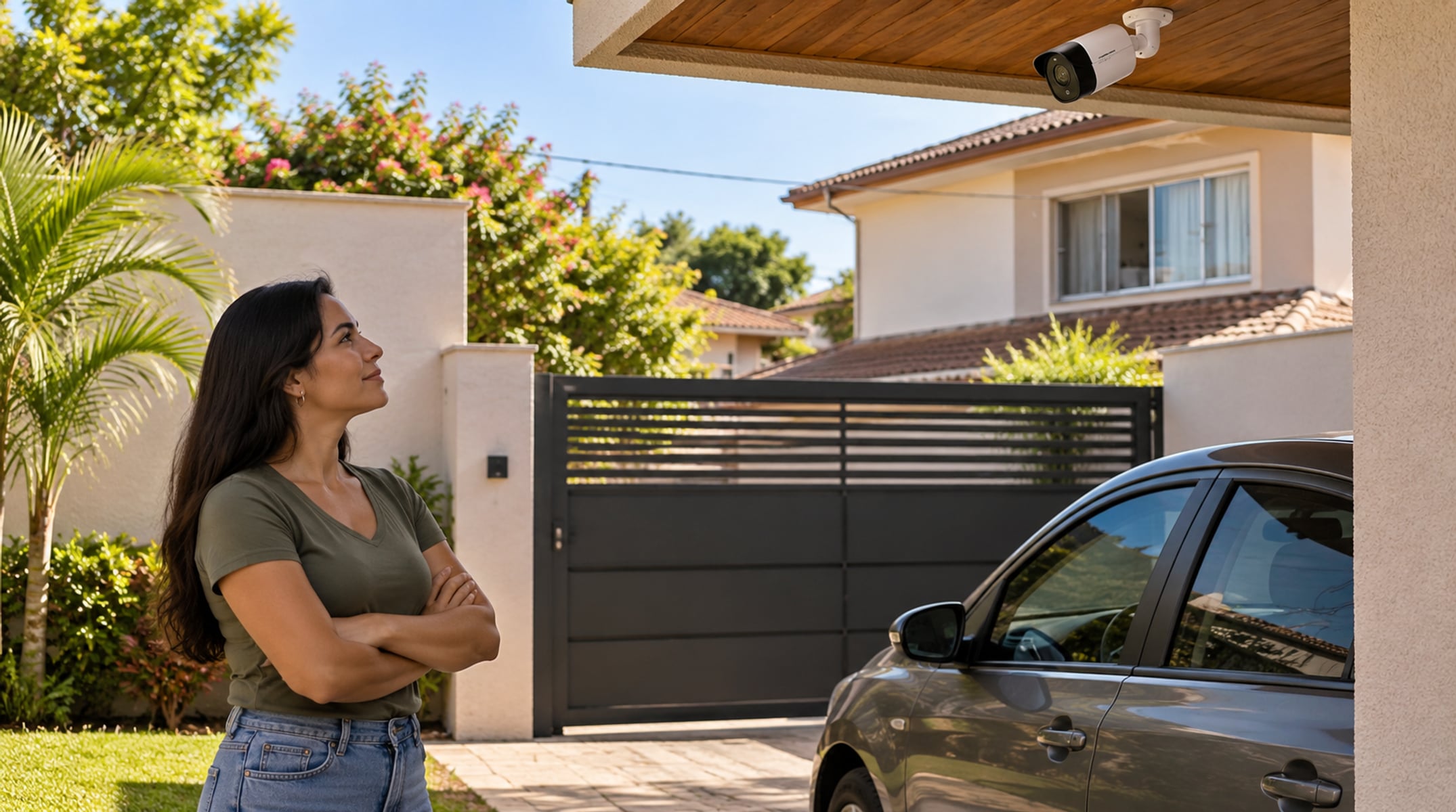 Reposicionar a lente e aplicar máscara de privacidade pode preservar o carro sem expor o quarto