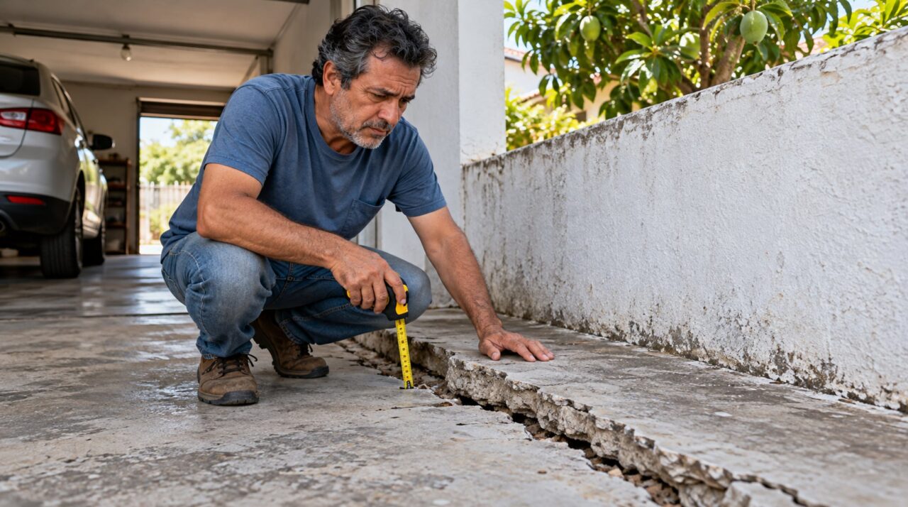 Vizinho planta uma árvore frutífera colada ao muro e, dois anos depois, as raízes começam a levantar o piso da garagem ao lado